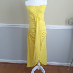 Yellow rouched maxi dress by Chic Me